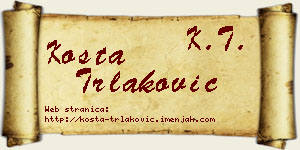 Kosta Trlaković vizit kartica